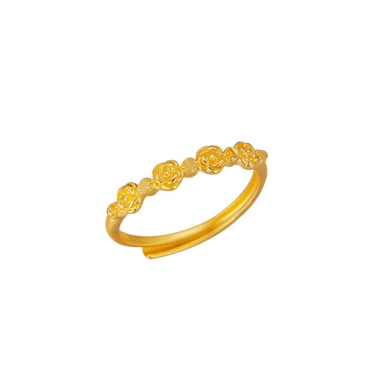 Anillo de Oro con Rosa Retro Elegancia Romántica - Oscelle
