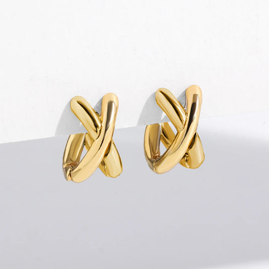 Brincos femininos de argola com pingente de cruz estilo minimalista