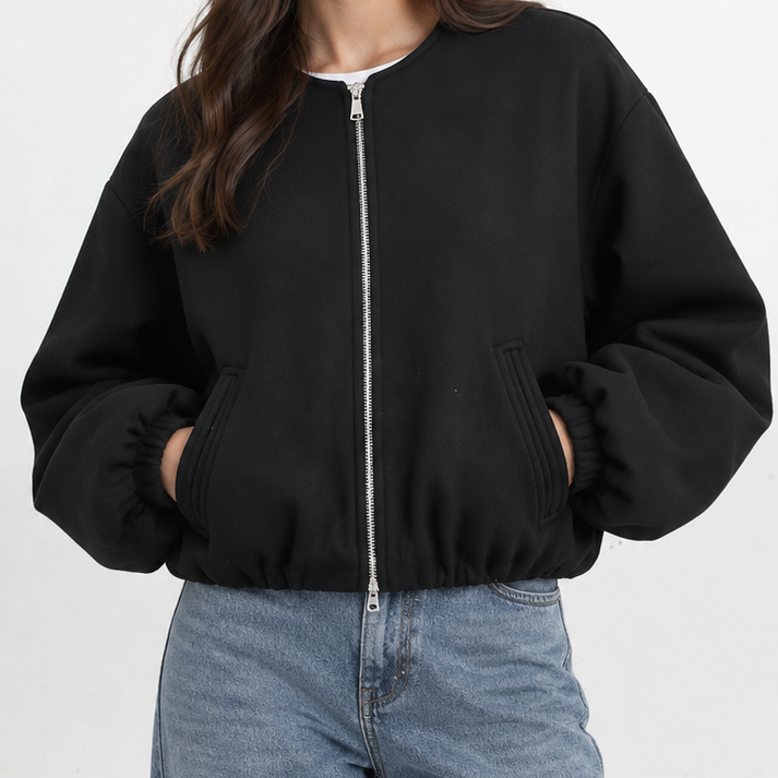 Urban Cozy – Women’s Cropped Bomber Jacket