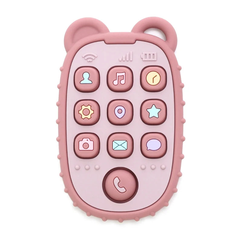 Mordedor de silicona para bebés en forma de celular