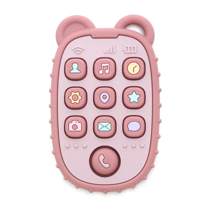 Mordedor de silicona para bebés en forma de celular