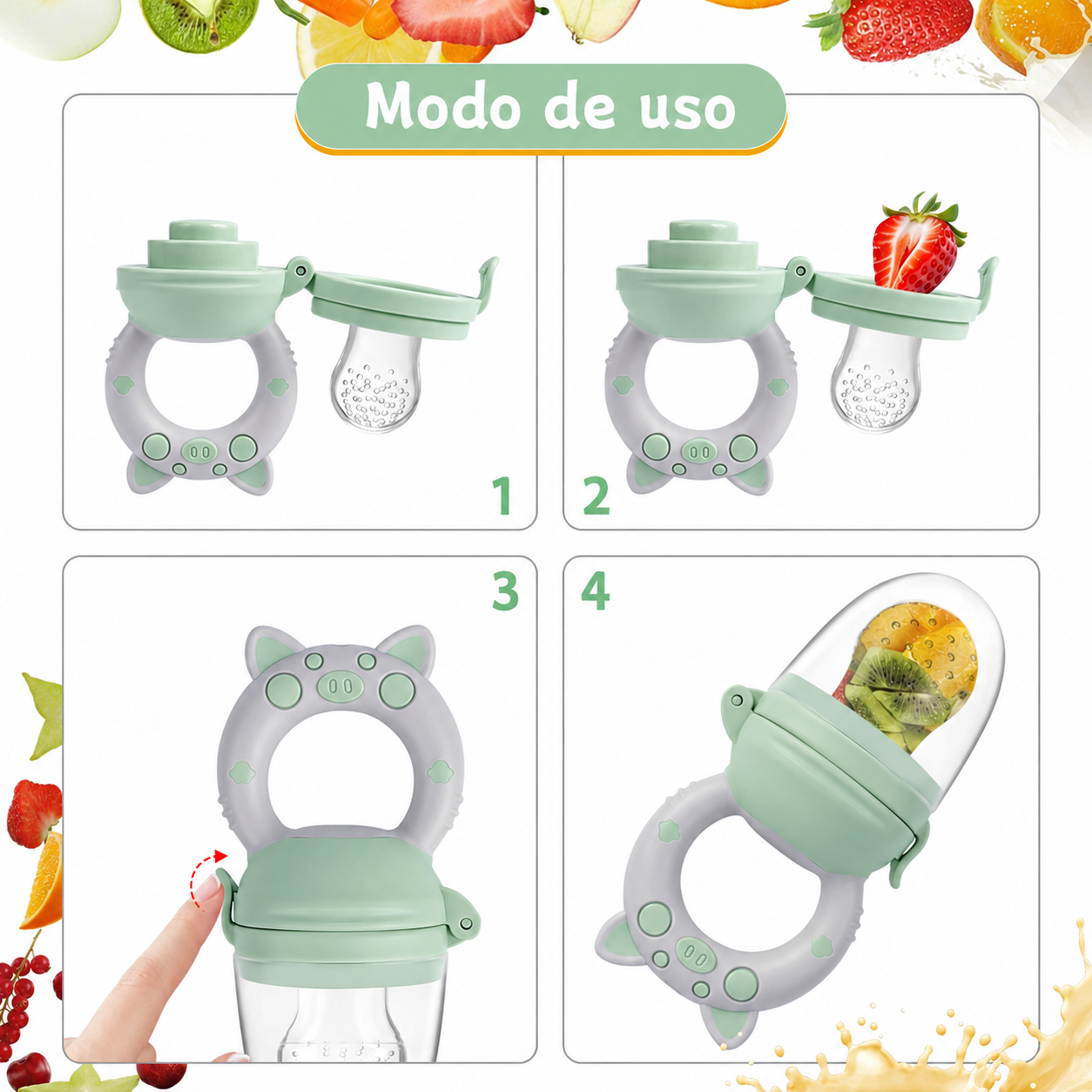 Mordedor y alimentador de silicona para bebé